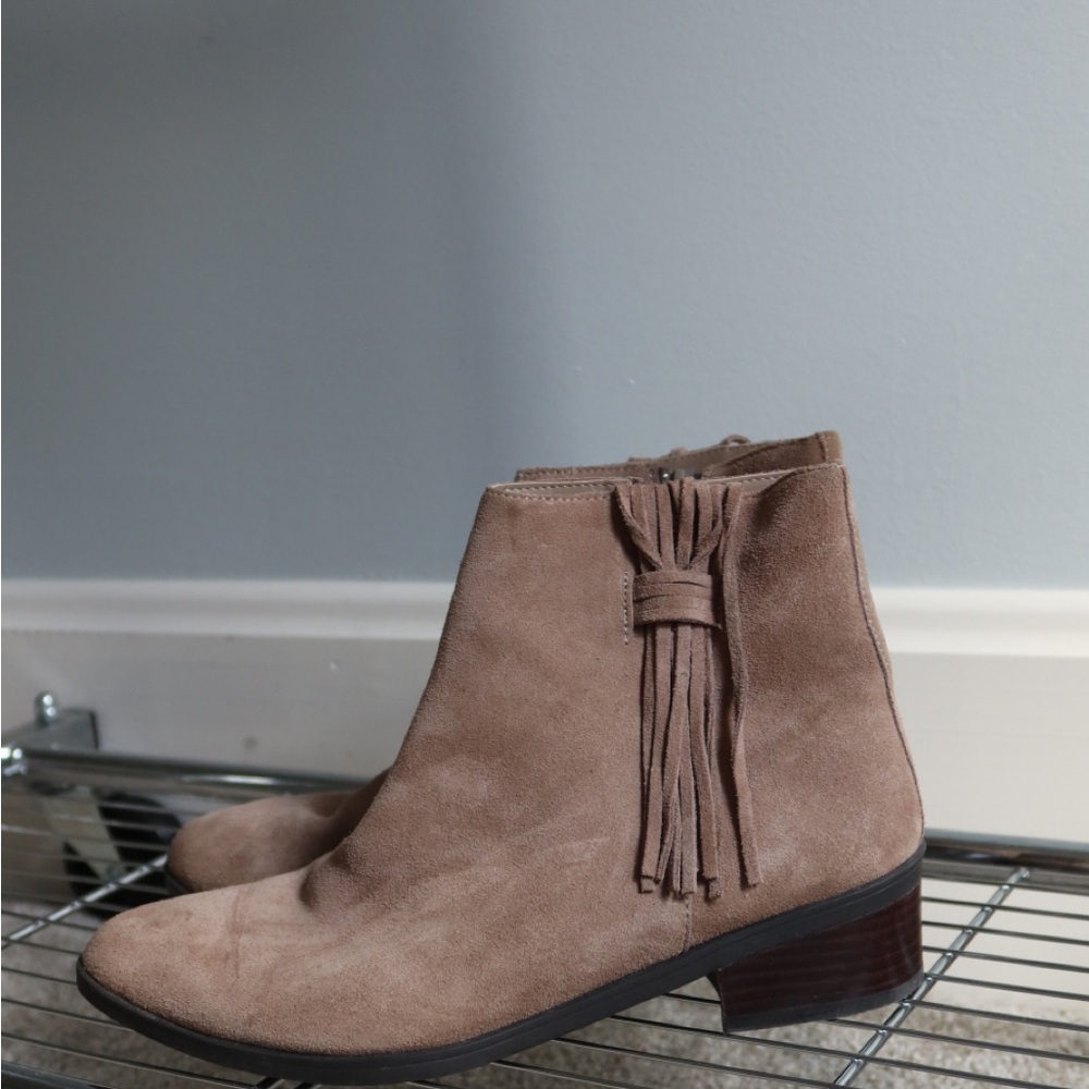 Bella Vita Tan Ankle Booties with Tassel‎ Detail